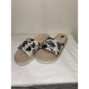 Zigisoho Two Inch Pump Sandals Animal Print With Sequence 8 1/2 Woman's